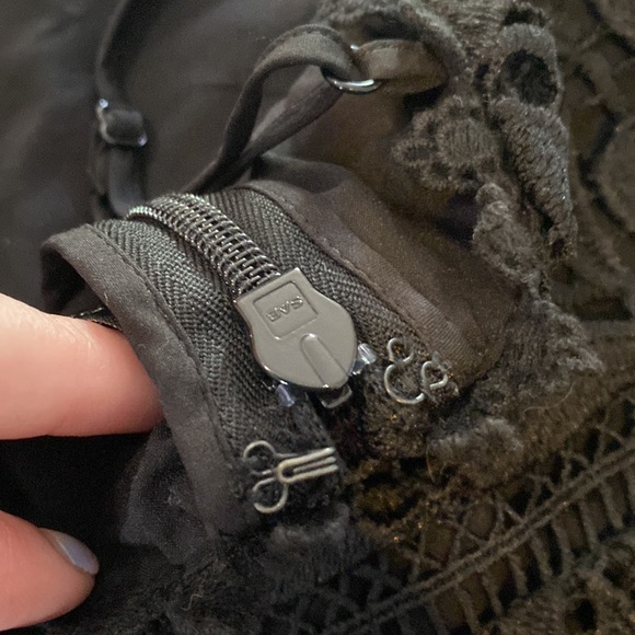 GUESS Spaghetti-Strap Lace A-Line Dress, Black, Size 0 - Picture 8 of 11